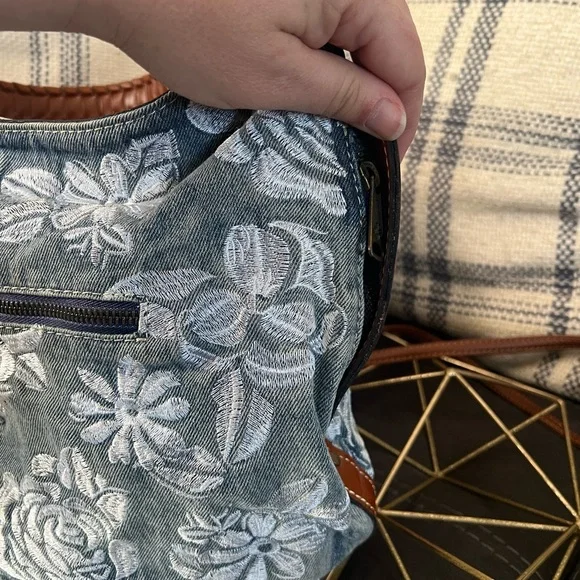 Floral Embroidered Denim Hobo Patricia Nash Bag - Picture 6 of 8